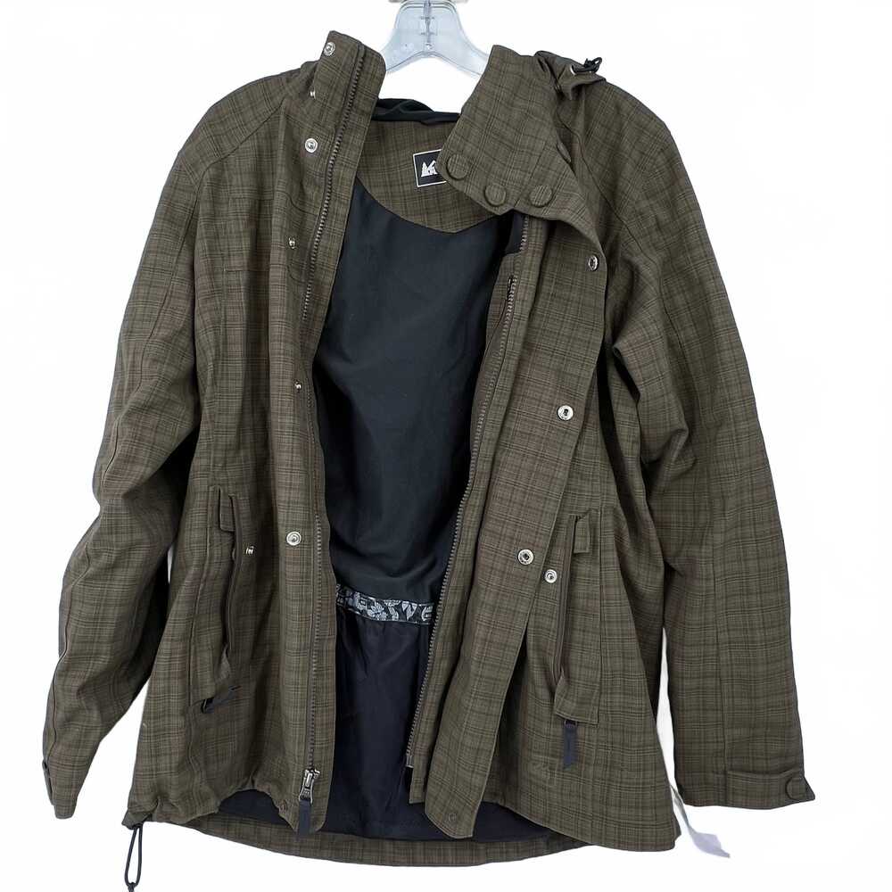 REI Trench Coat Brown Plaid | Women’s Size Large, Wool-Free Polyester/Nylon
